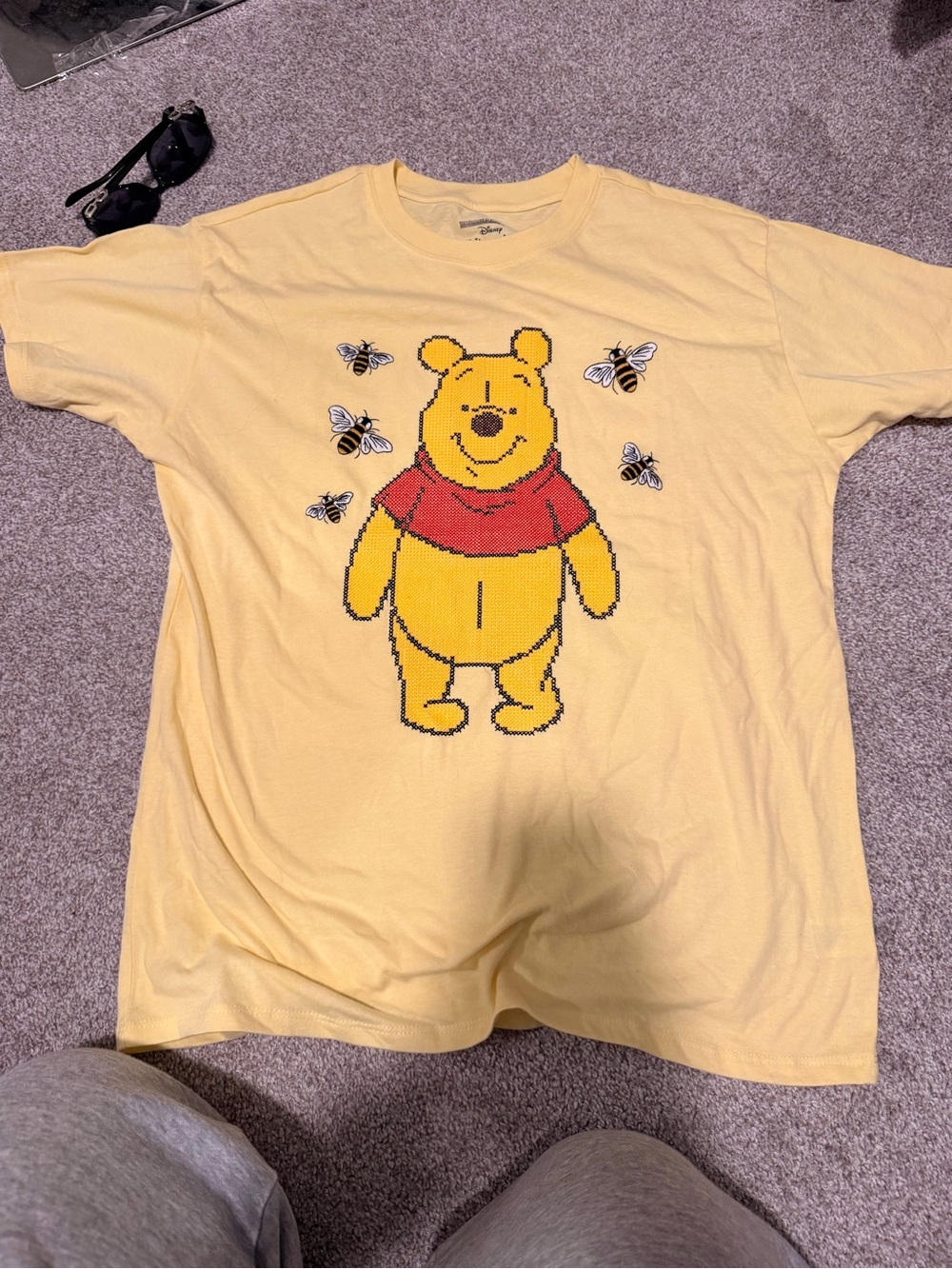 Disney Yellow Winnie the Pooh Tee with Red Shirt Accent